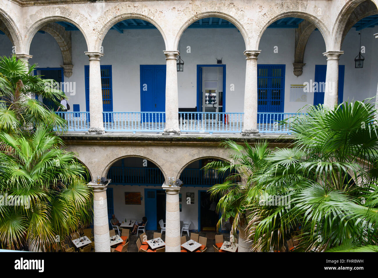 Havana, Cuba - 27 January 2016: restaurant on a patio of a colonial house at Old Havana, Cuba Stock Photo