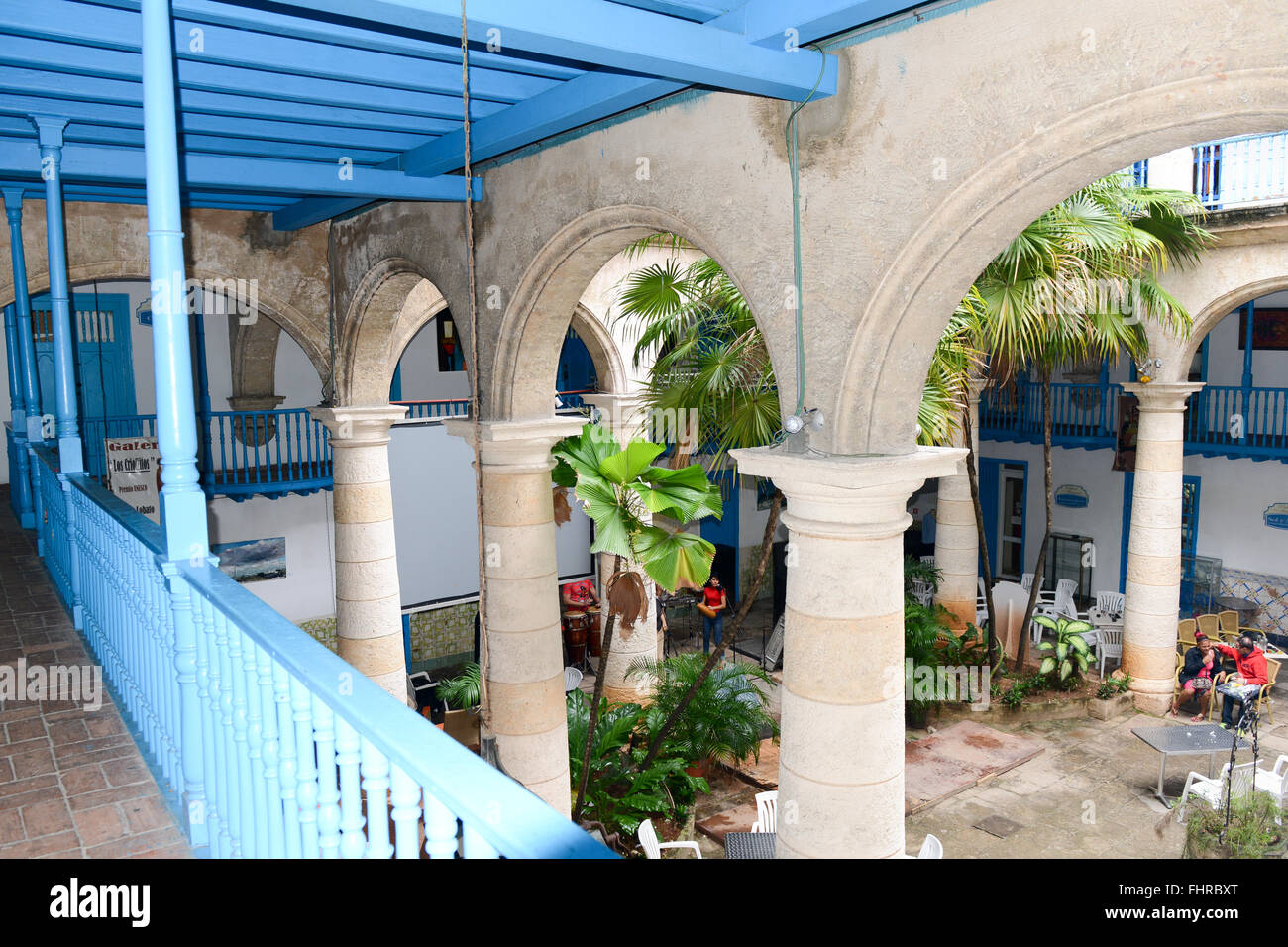 Havana, Cuba - 27 January 2016: restaurant on a patio of a colonial house at Old Havana, Cuba Stock Photo