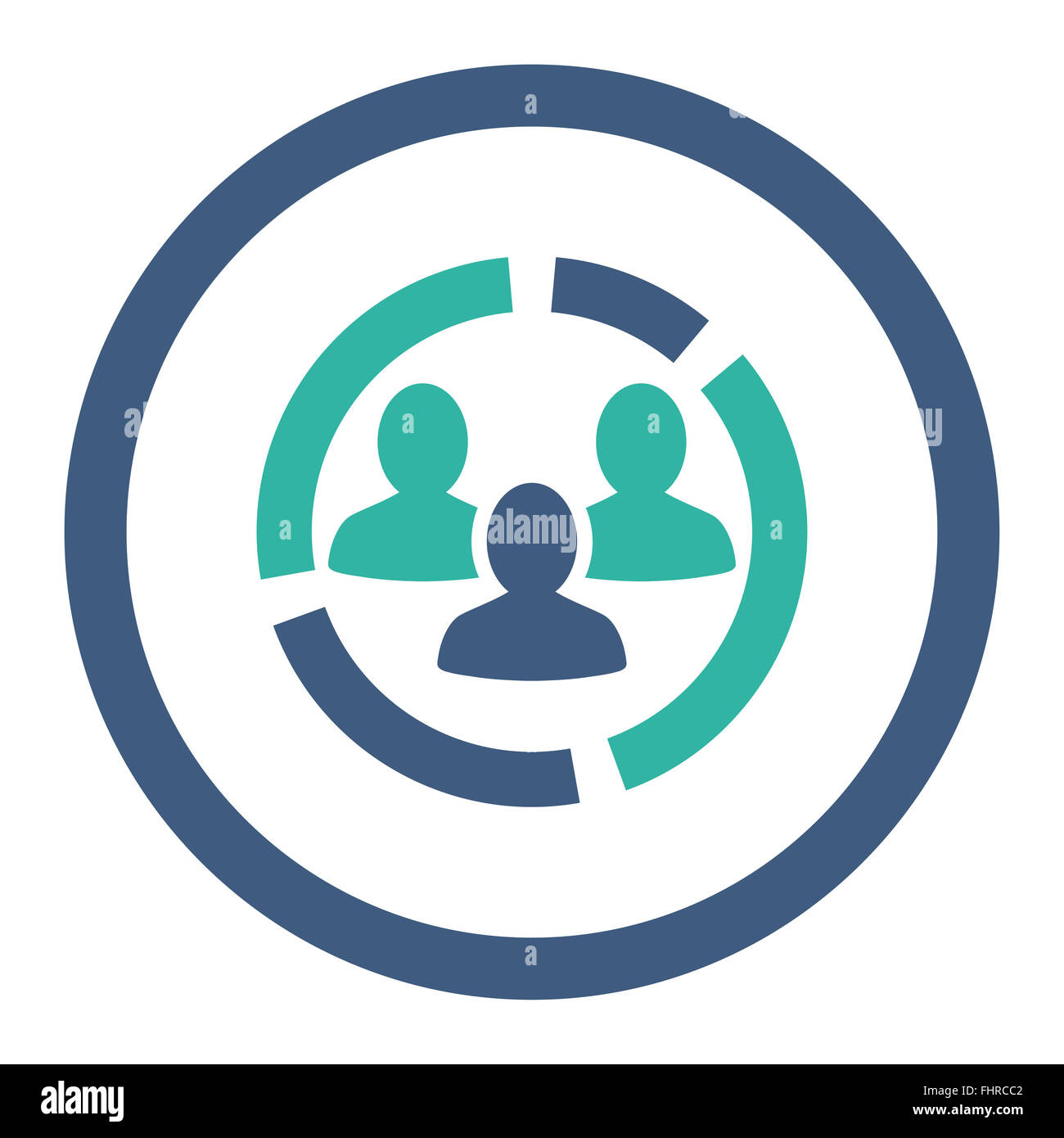 Demography diagram flat cobalt and cyan colors rounded vector icon ...