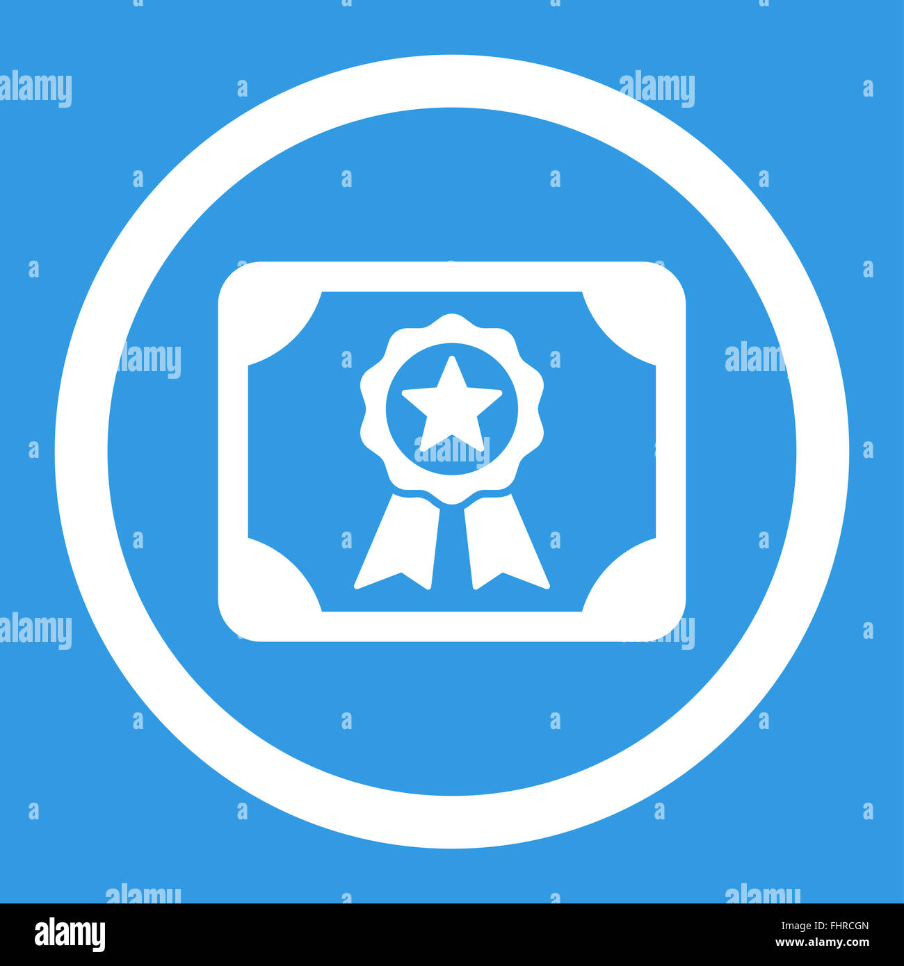 Certificate flat white color rounded vector icon Stock Photo - Alamy