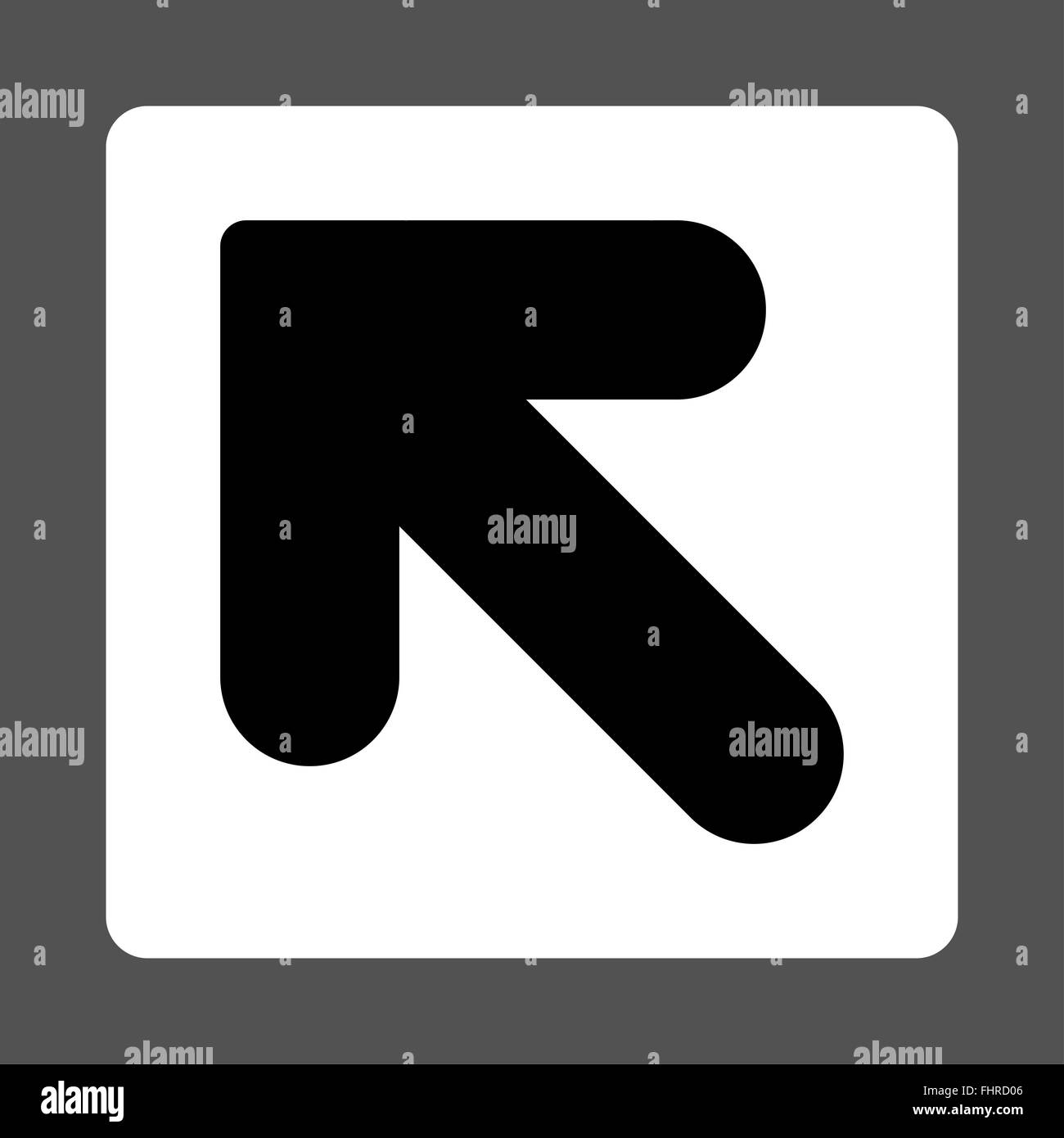 Arrow Up Left flat black and white colors rounded button Stock Photo ...