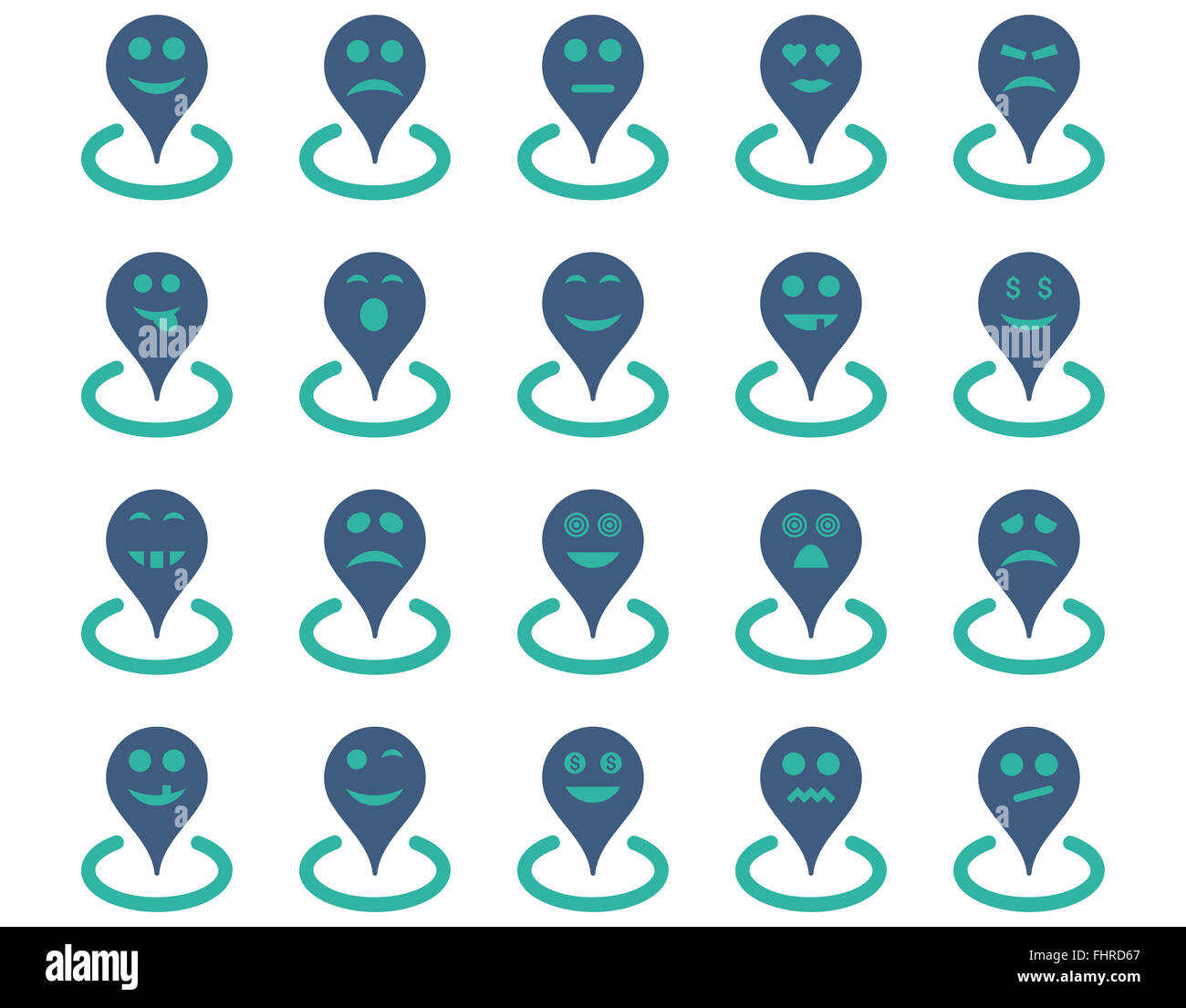 Smiled location icons Stock Photo - Alamy