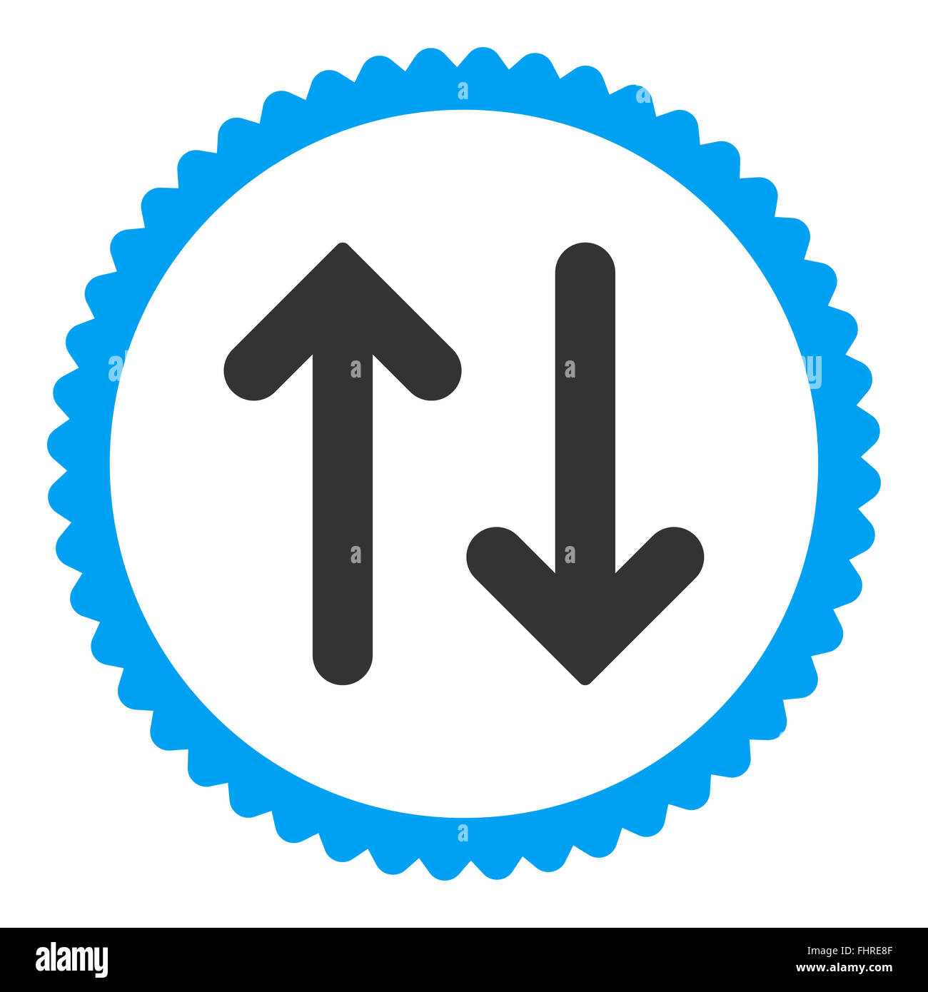 Flip flat blue and gray colors round stamp icon Stock Photo - Alamy