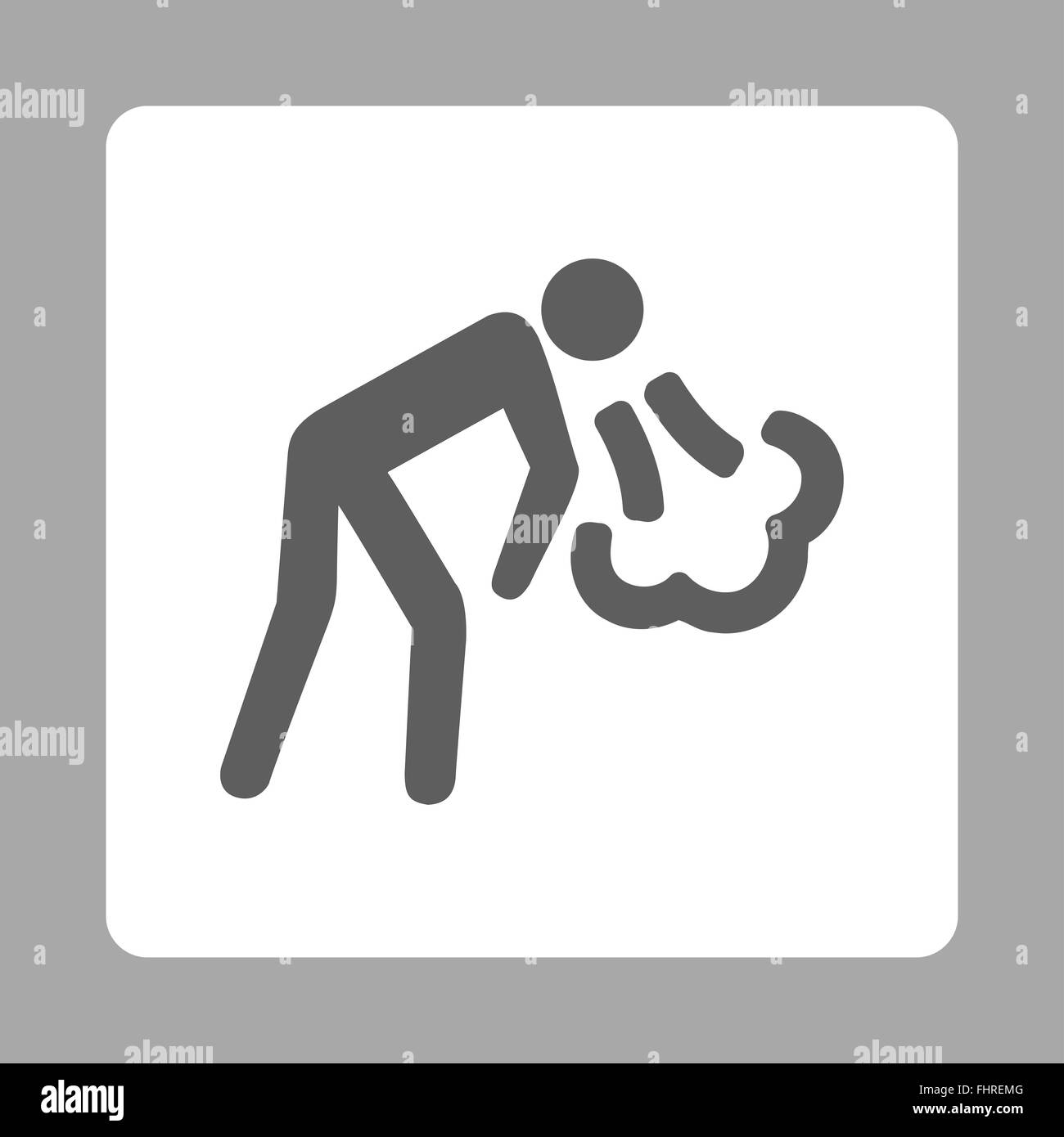 Vomiting Rounded Square Button Stock Photo