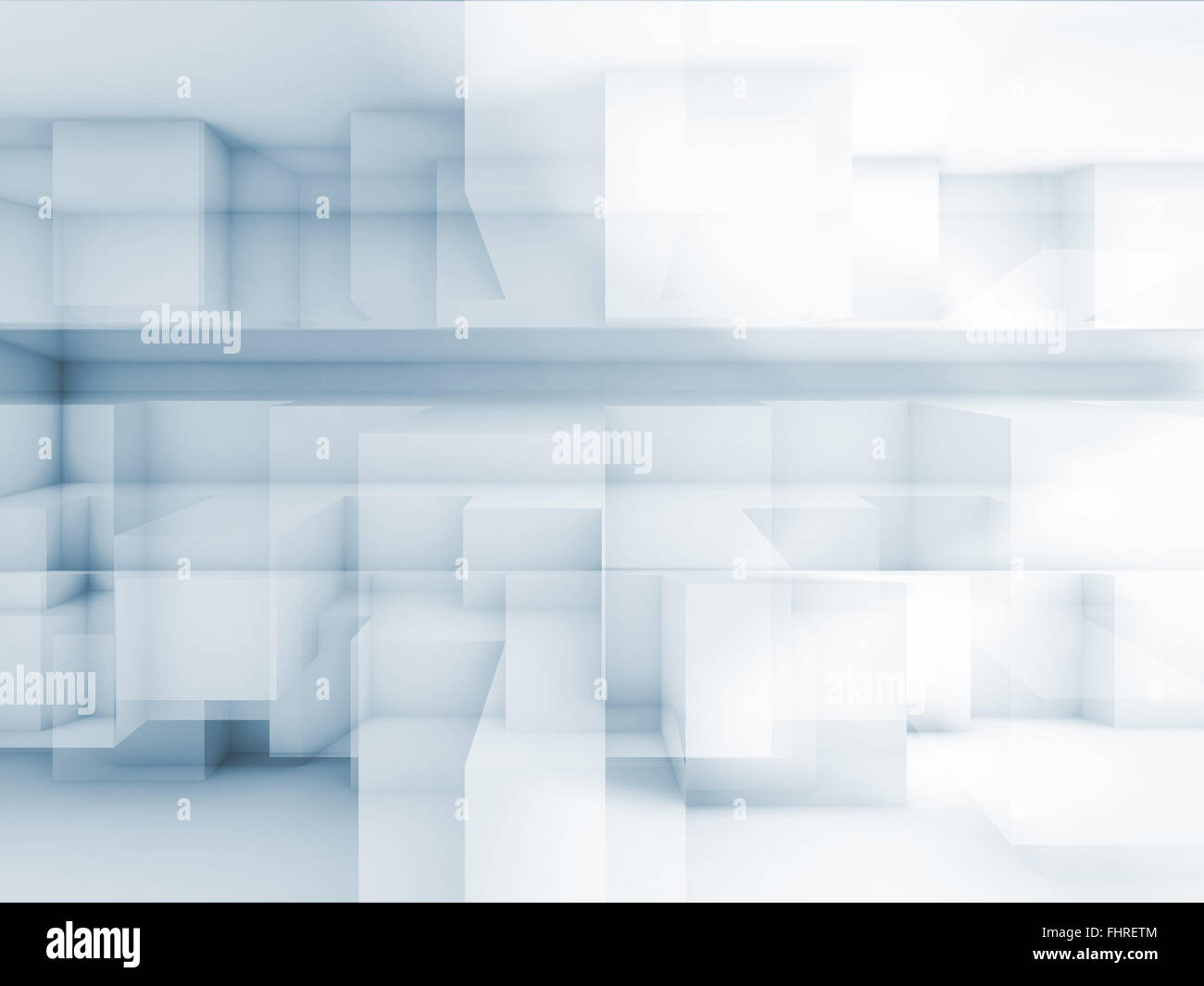 Abstract blue and white background with geometric cubic structures, 3d ...