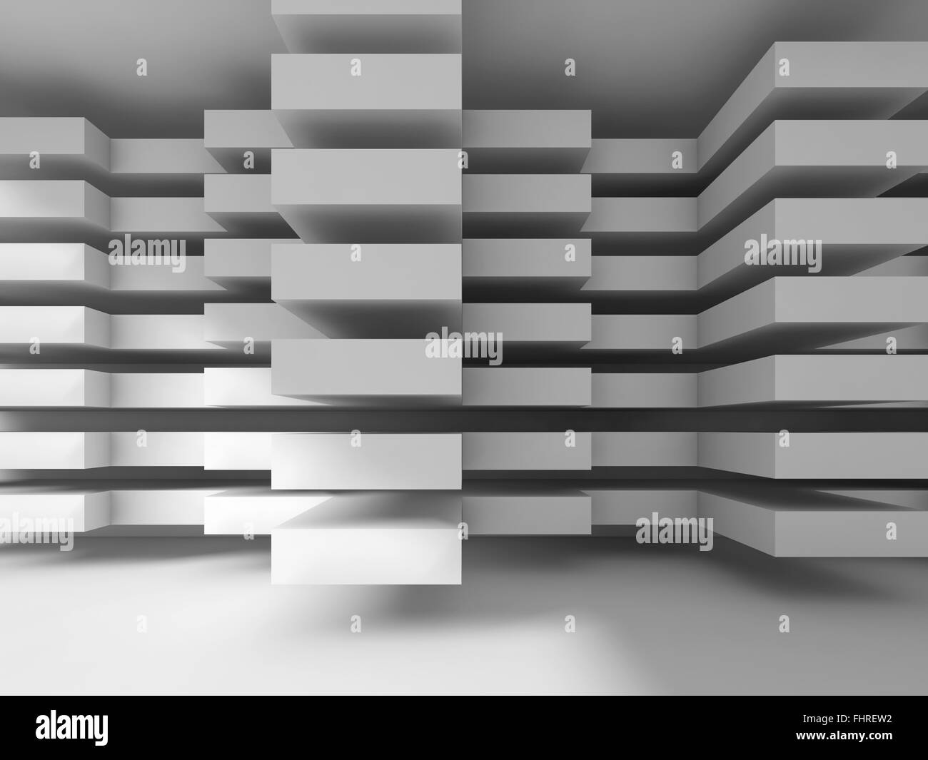 Abstract interior design. White modern architecture background, digital ...