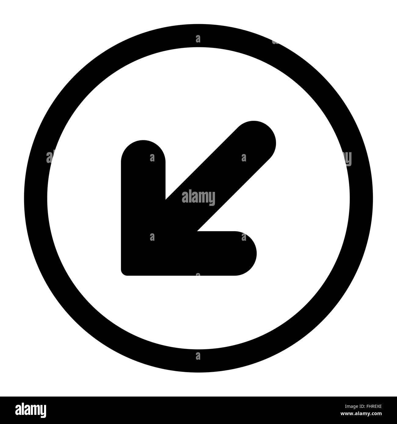 Arrow Down Left flat black color rounded vector icon Stock Photo - Alamy