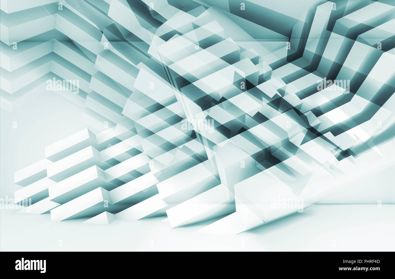 Abstract blue and white background with geometric structures, 3d ...