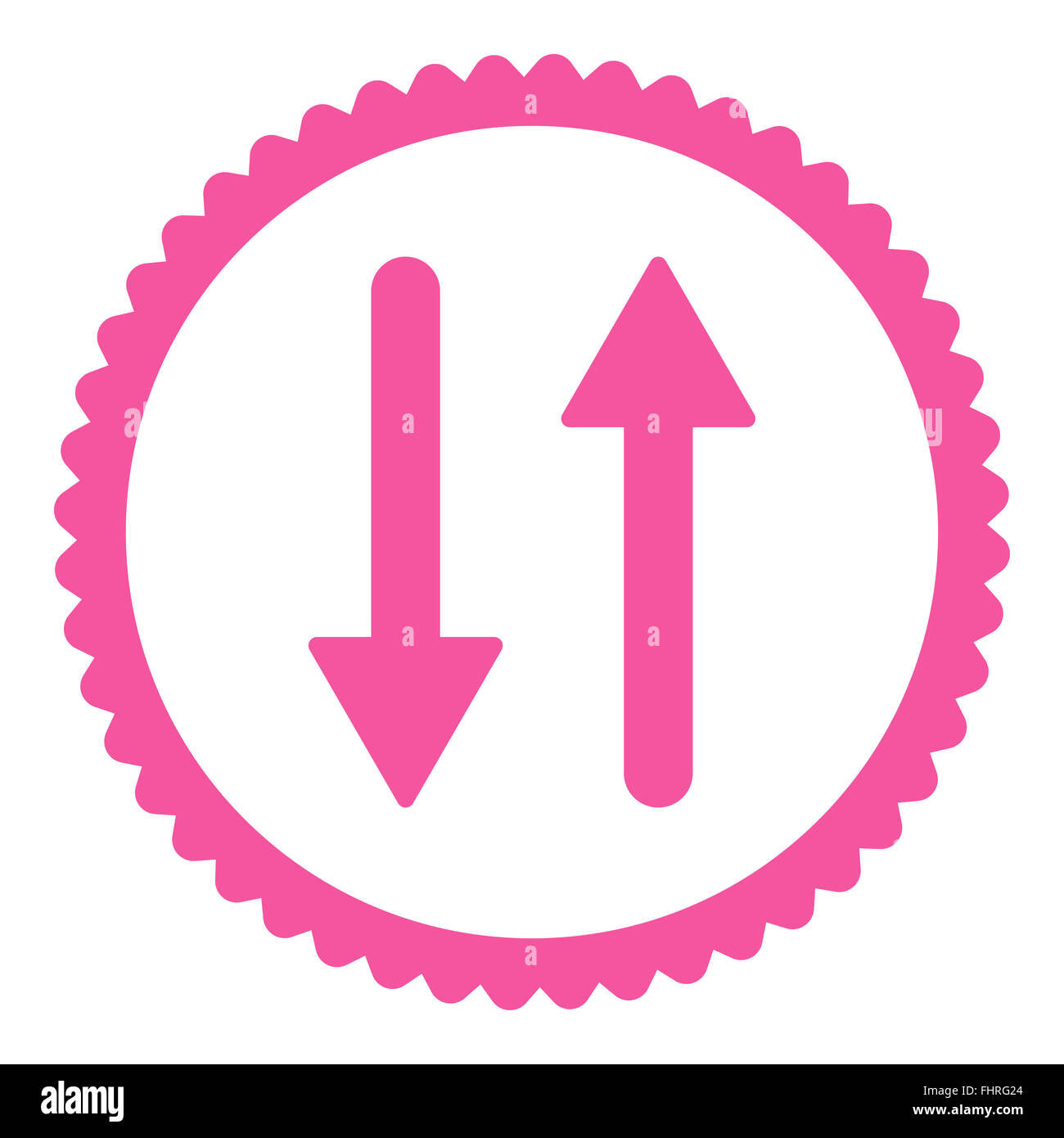 Arrows Exchange Vertical flat pink color round stamp icon Stock Photo ...