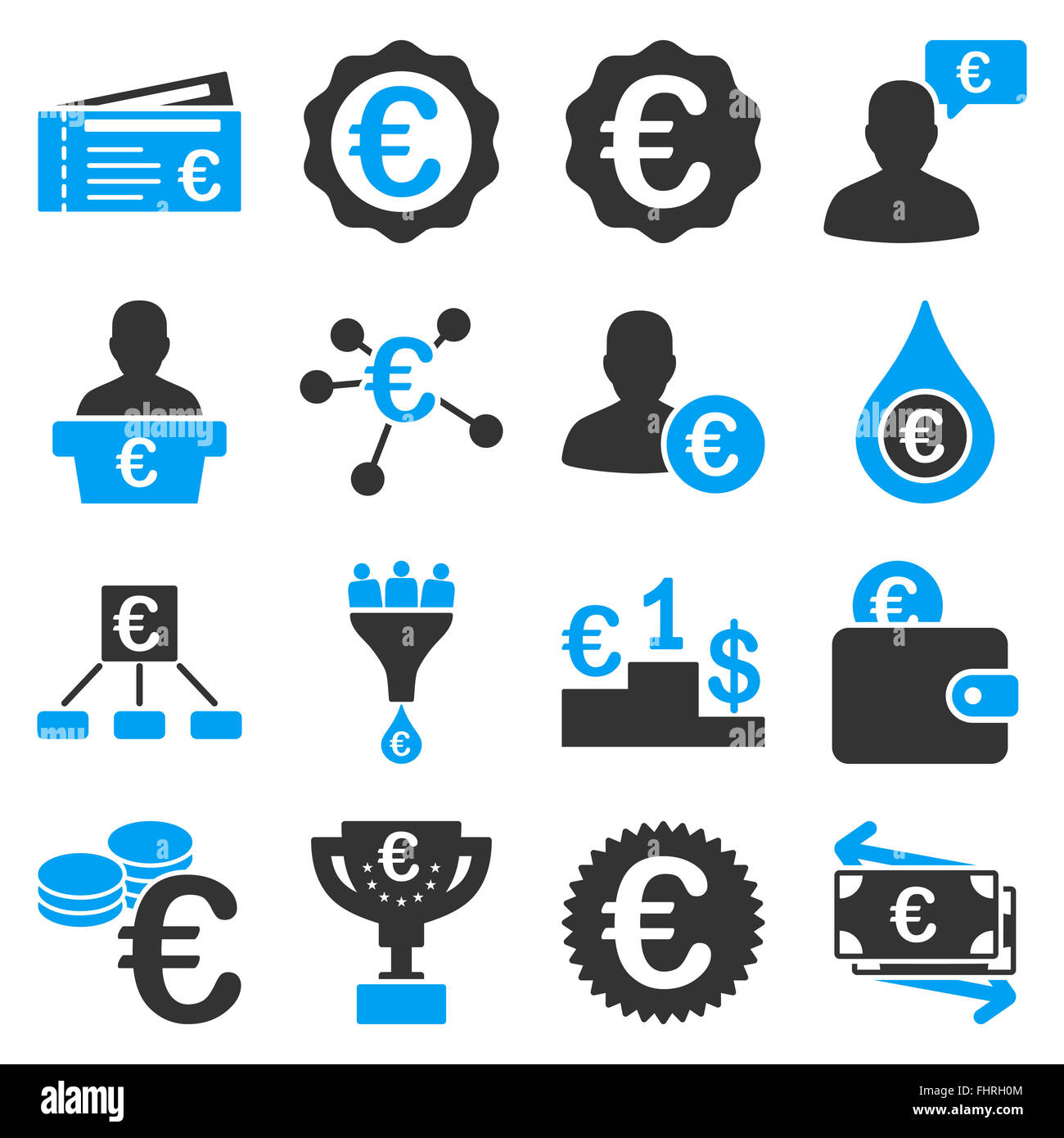 Euro banking business and service tools icons Stock Photo