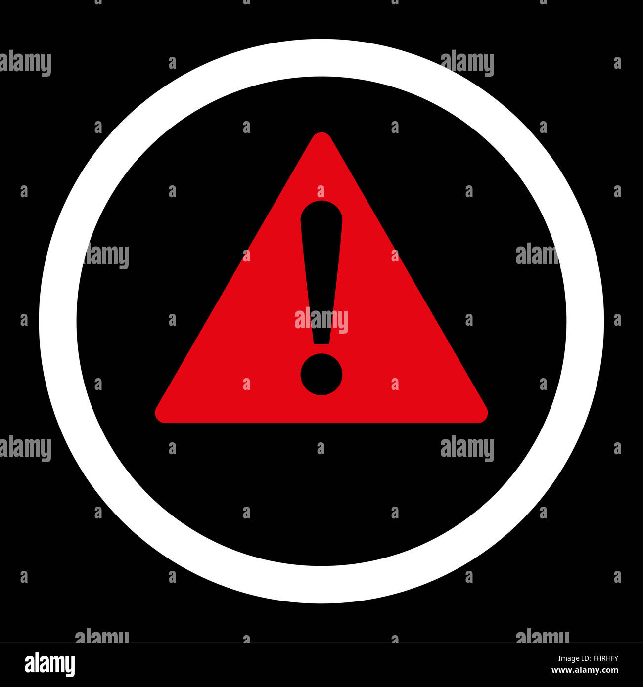 Warning flat red and white colors rounded vector icon Stock Photo - Alamy