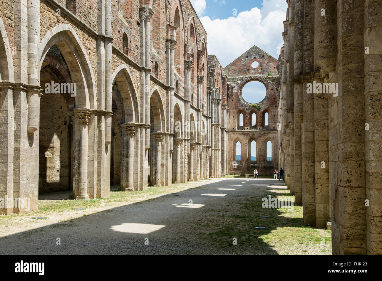 Ruins of the Cistercian Monastery Abbey of Saint Galgano, Abbazia di San Galgano, Chiusdino, Province of Siena, Tuscany, Italy Stock Photo