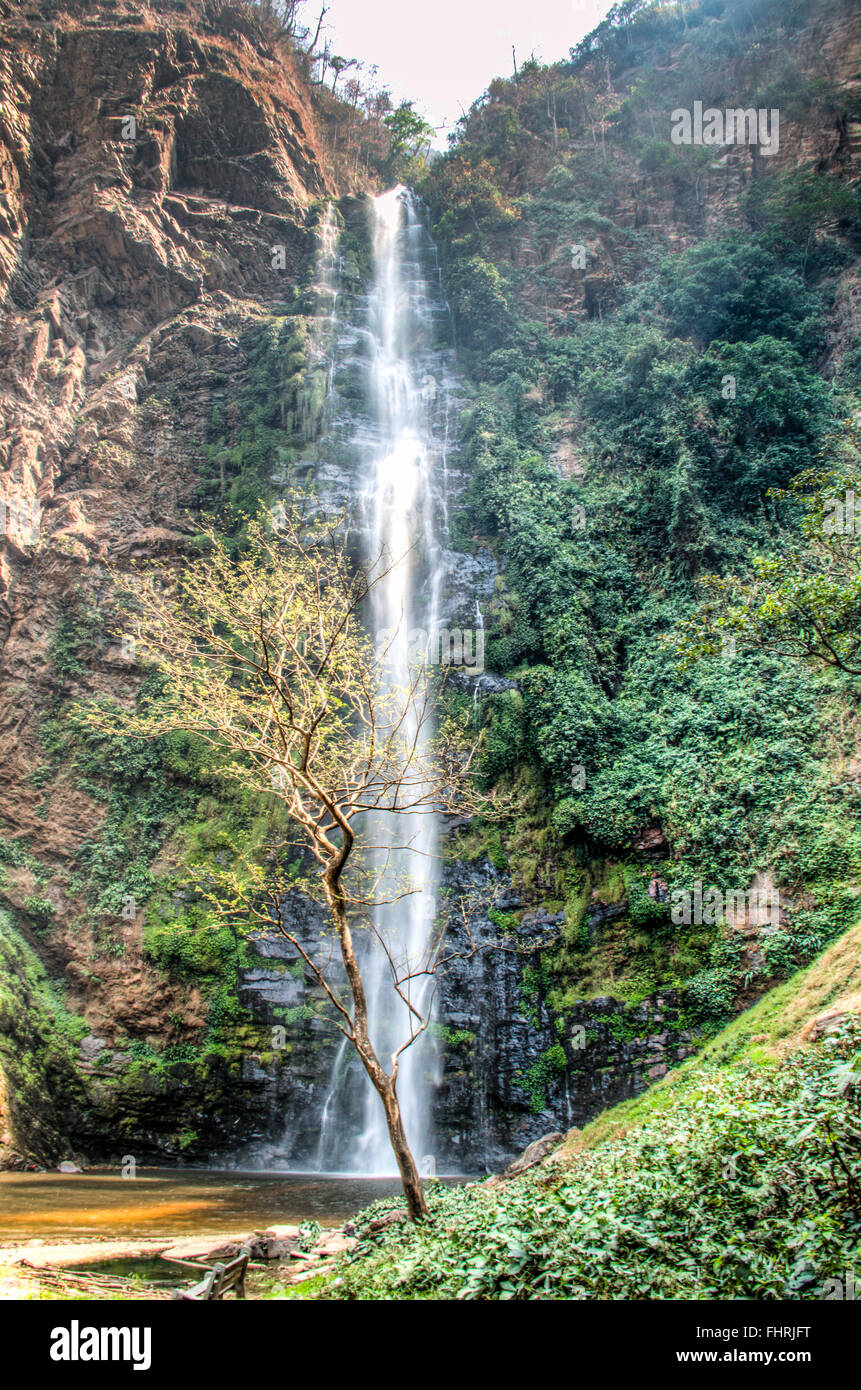 The beautiful Wli waterfall in the Volta Region in Ghana Stock Photo