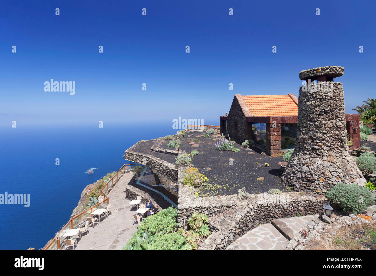 Mirador de la Pena with view restaurant, architect Cesar Manrique, El Hierro, Canary Islands, Spain Stock Photo