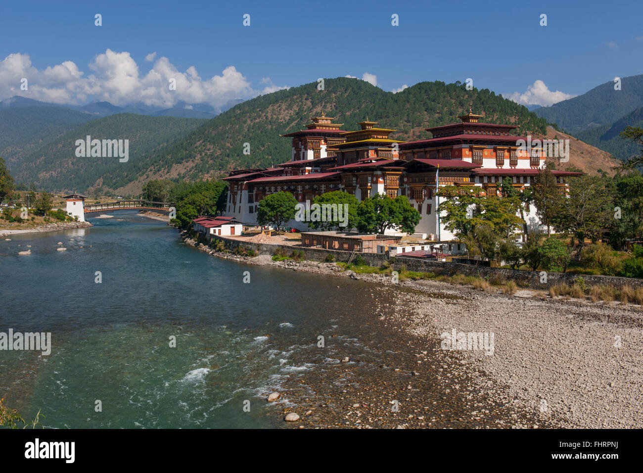 Dzong or Fortress of Punakha, Punakha district, Himalayas, Bhutan Stock Photo