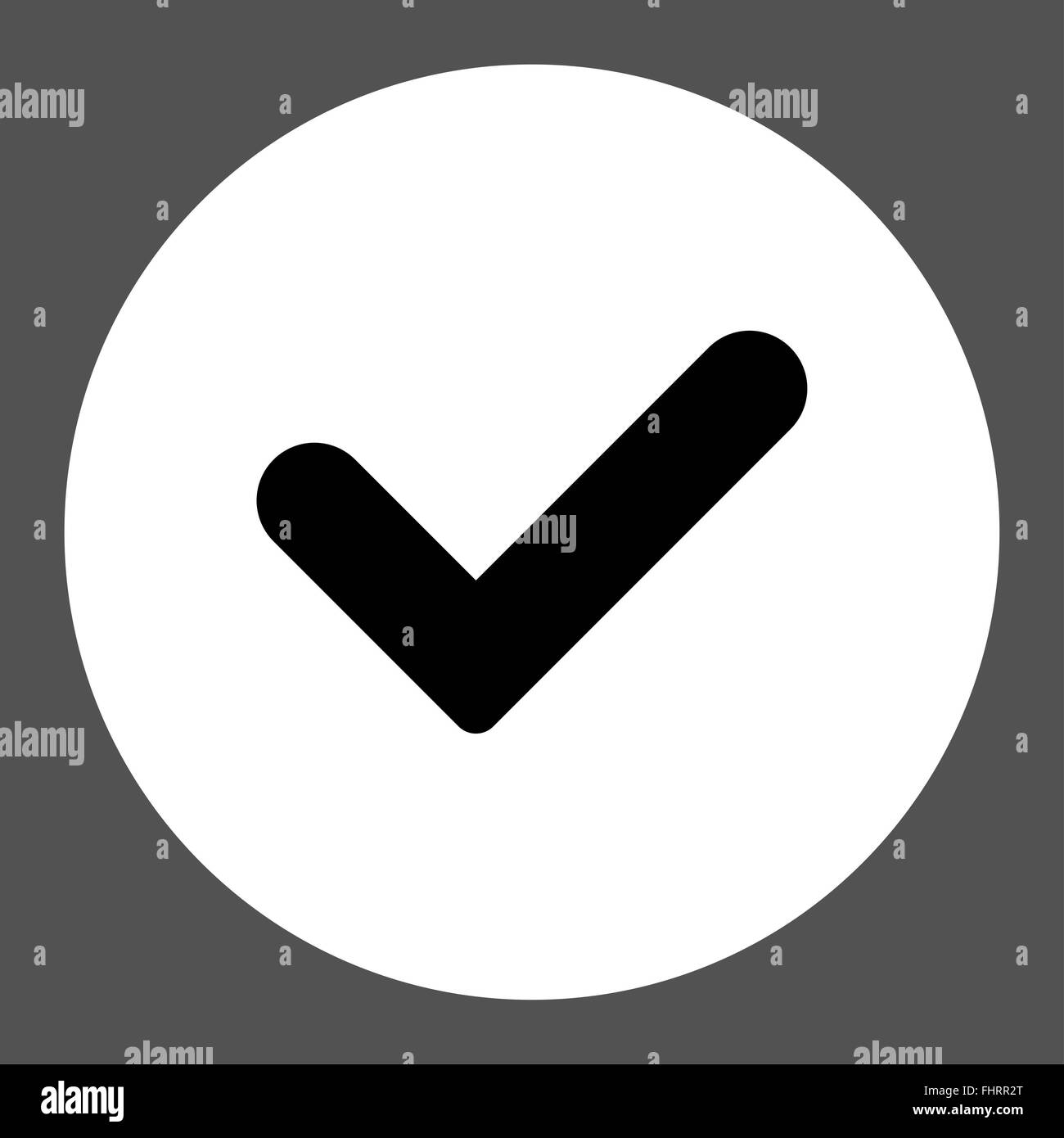 Yes flat black and white colors round button Stock Photo - Alamy