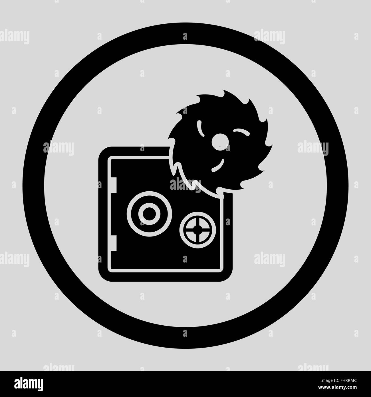 Hacking theft flat black color rounded vector icon Stock Photo