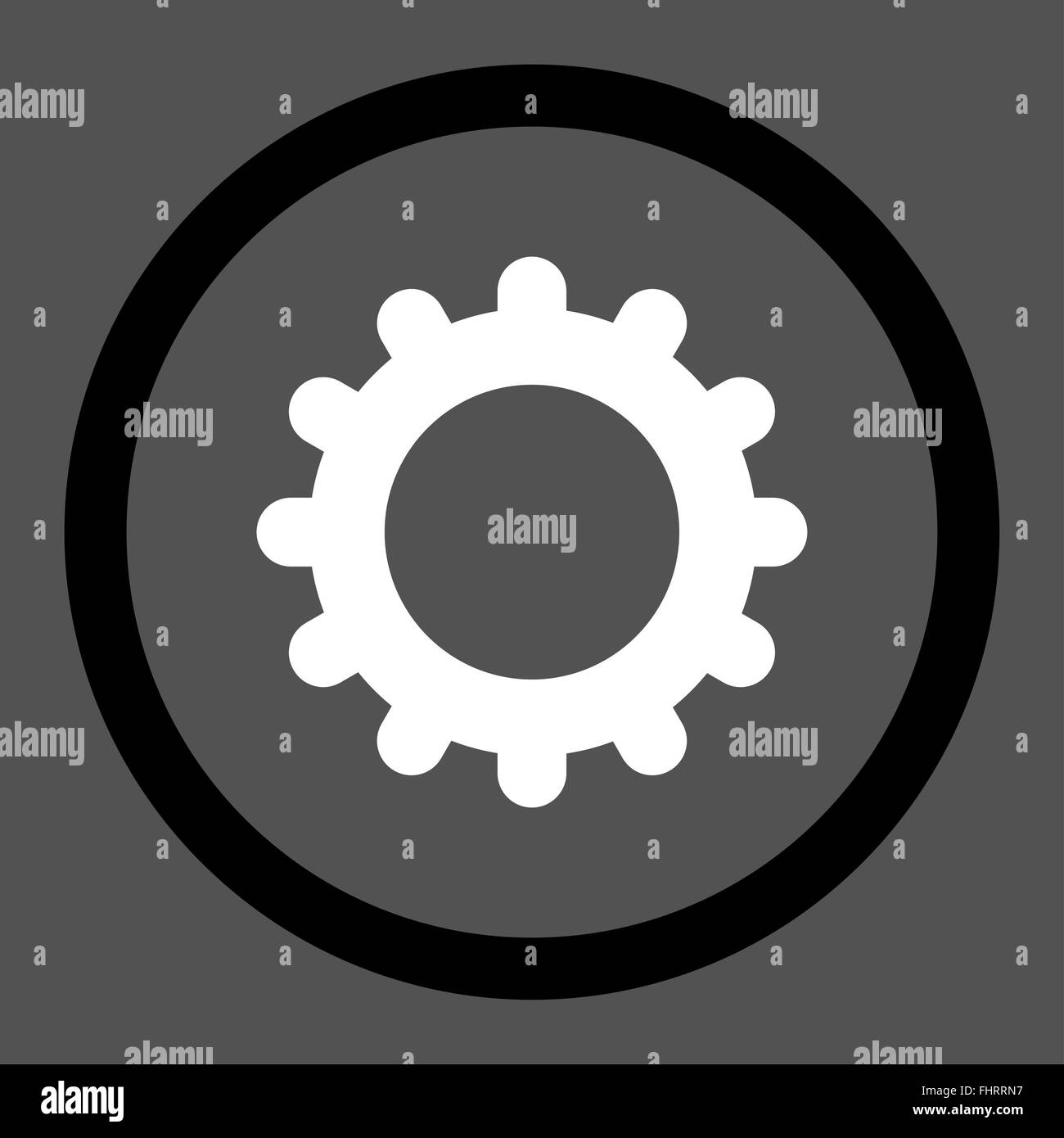 Gear flat black and white colors rounded vector icon Stock Photo - Alamy