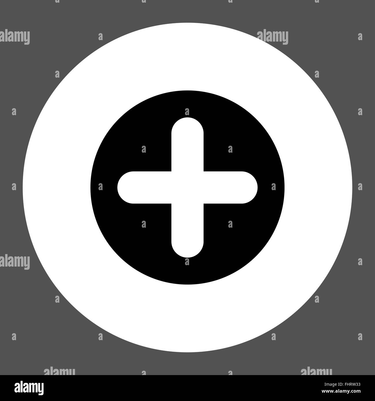 Create flat black and white colors round button Stock Photo - Alamy