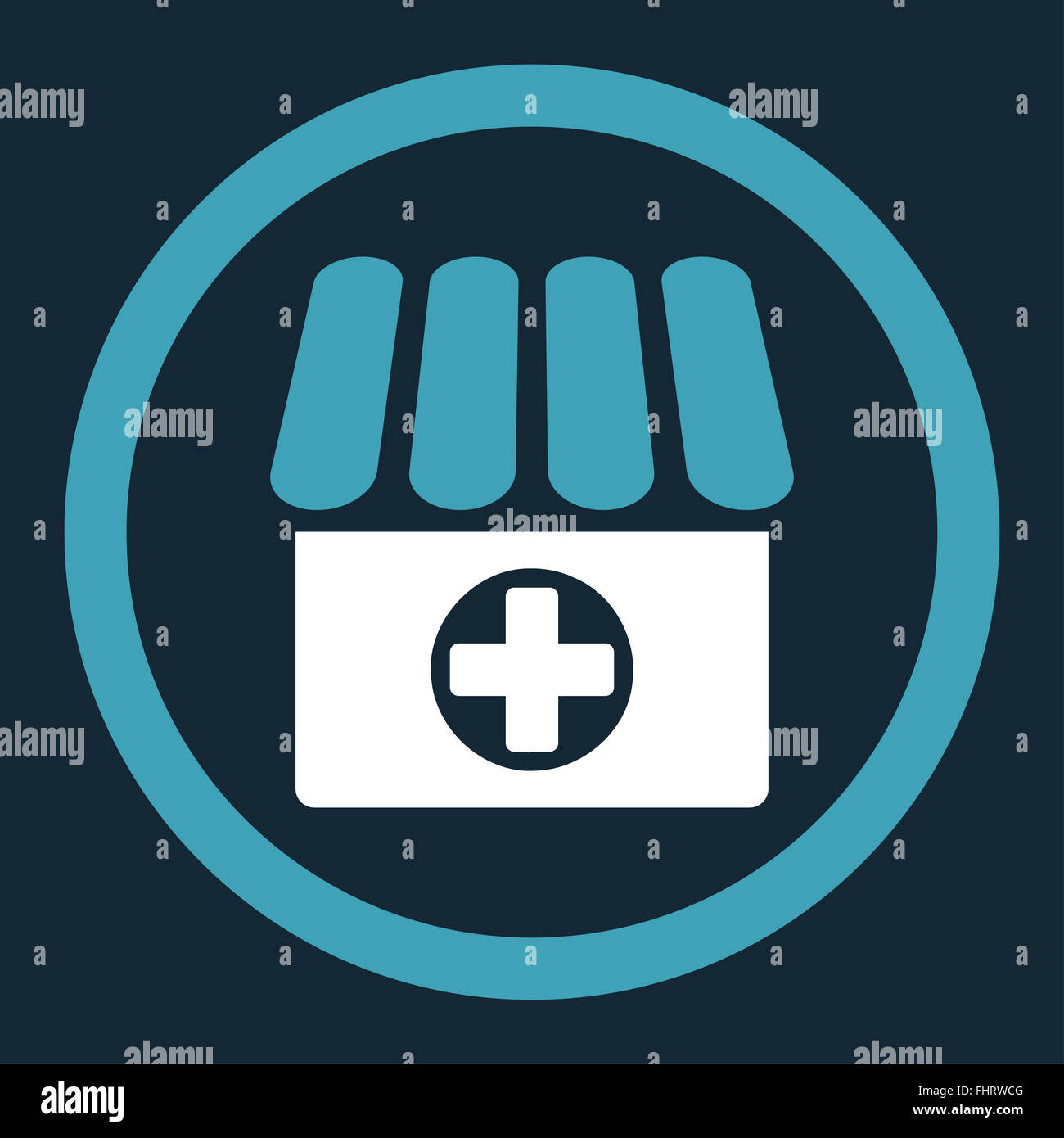 Drugstore flat blue and white colors rounded vector icon Stock Photo ...