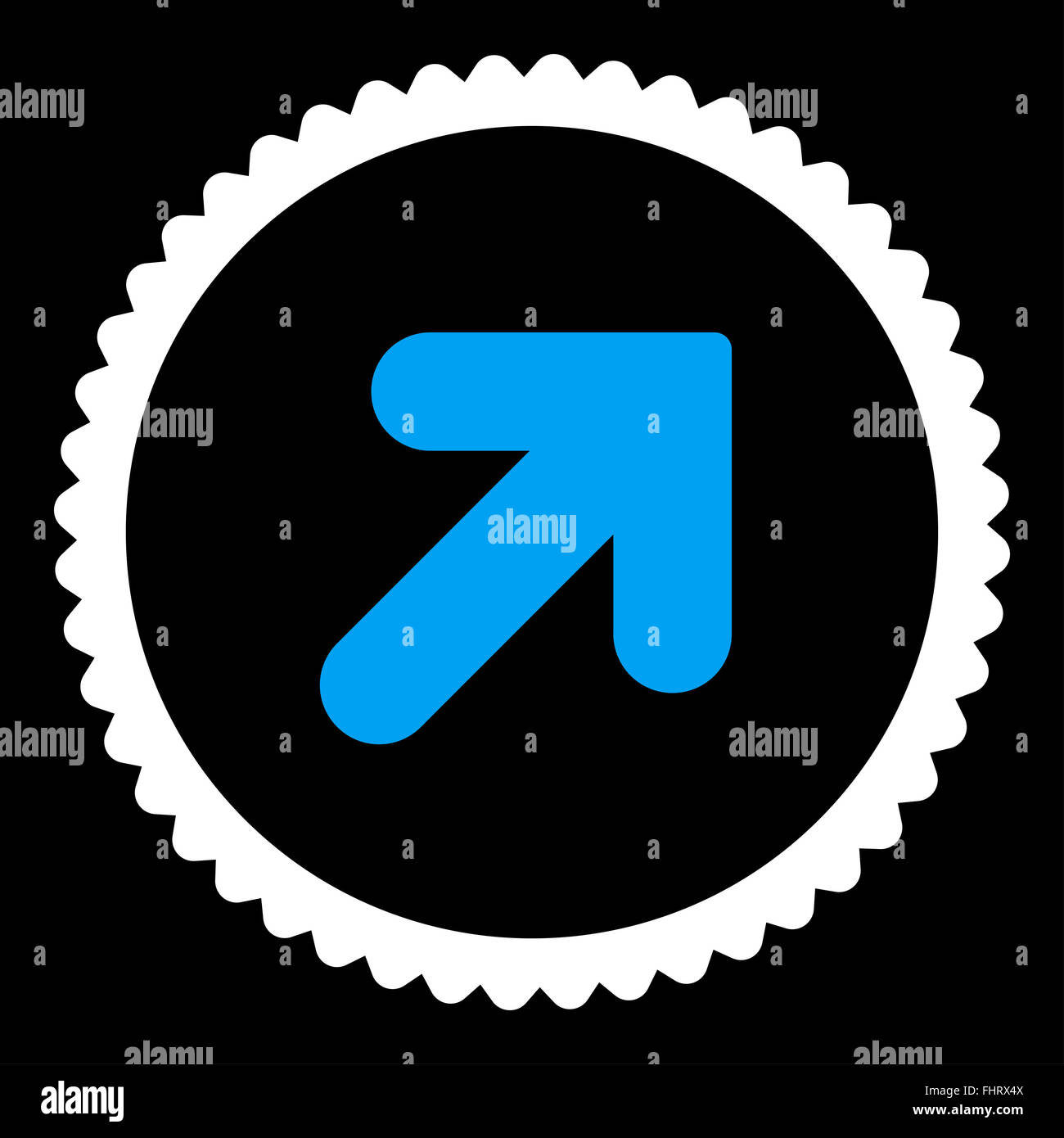 Arrow Up Right flat blue and white colors round stamp icon Stock Photo ...