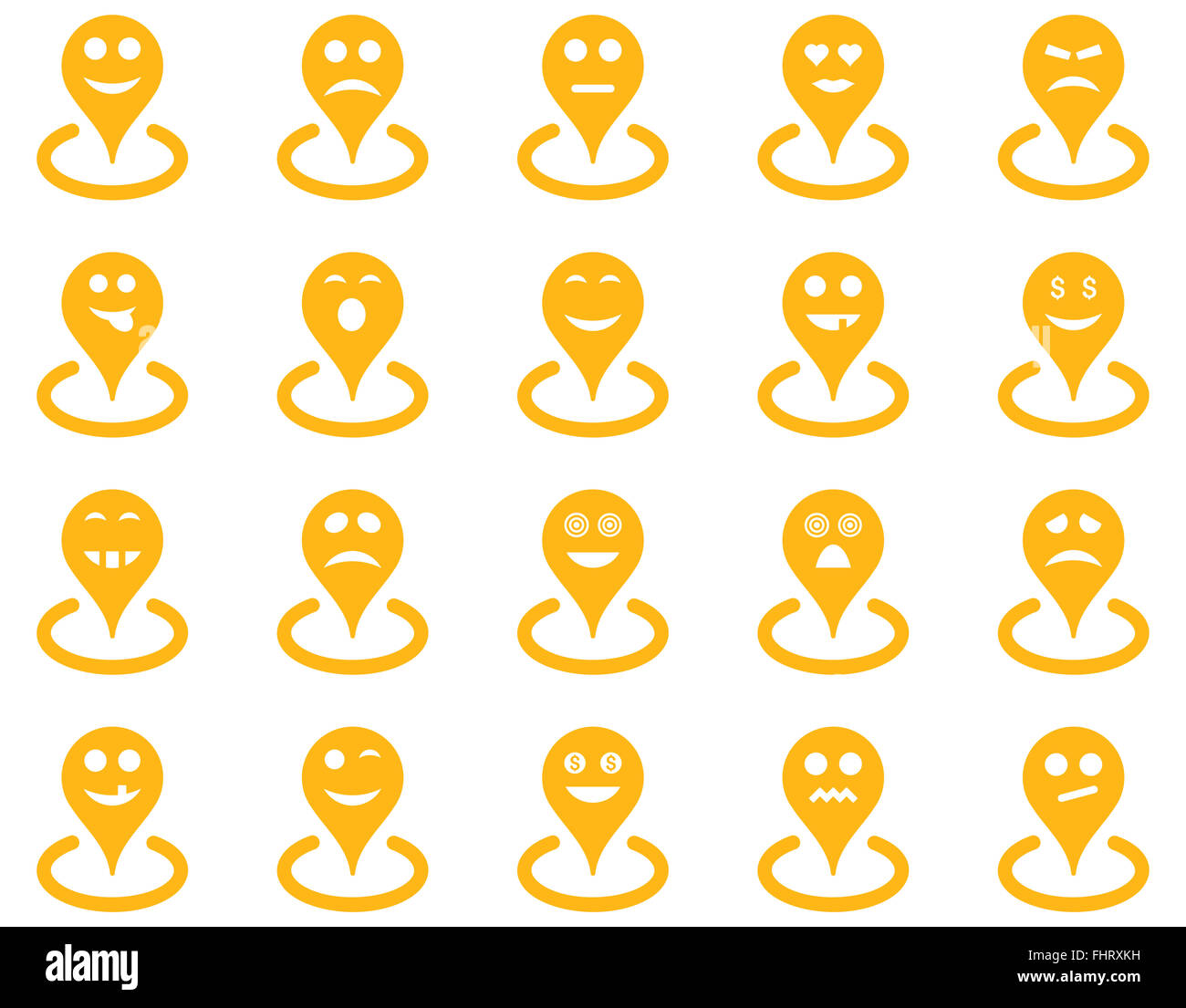 Smiled location icons Stock Photo - Alamy