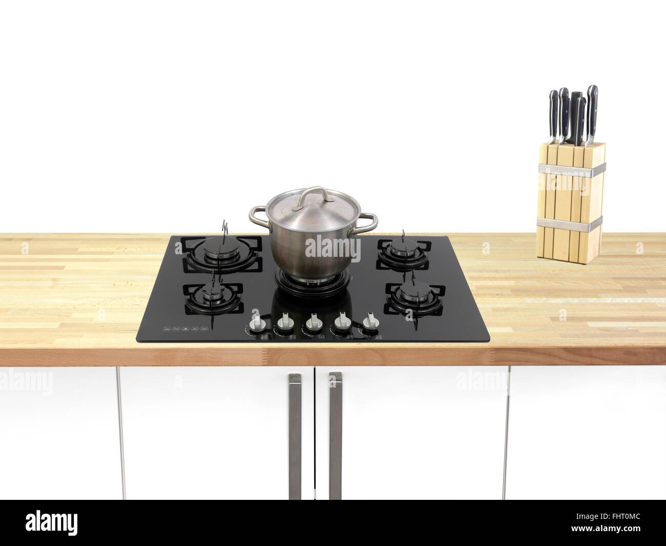 A kitchen cooktop on a kitchen bench Stock Photo Alamy