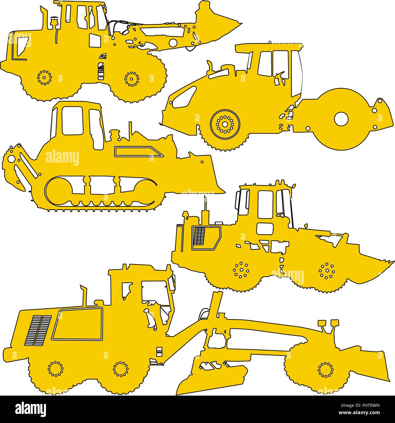 Set silhouettes road construction equipment. Vector illustration Stock ...