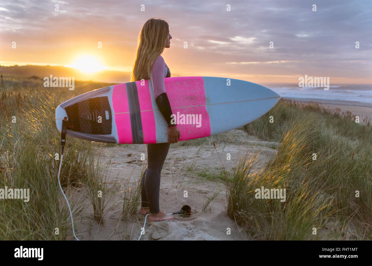 Female surfer evening light hi-res stock photography and images - Alamy