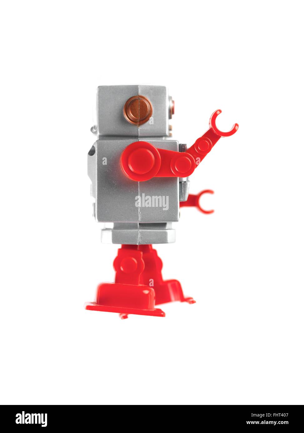 A robot isolated against a white background Stock Photo