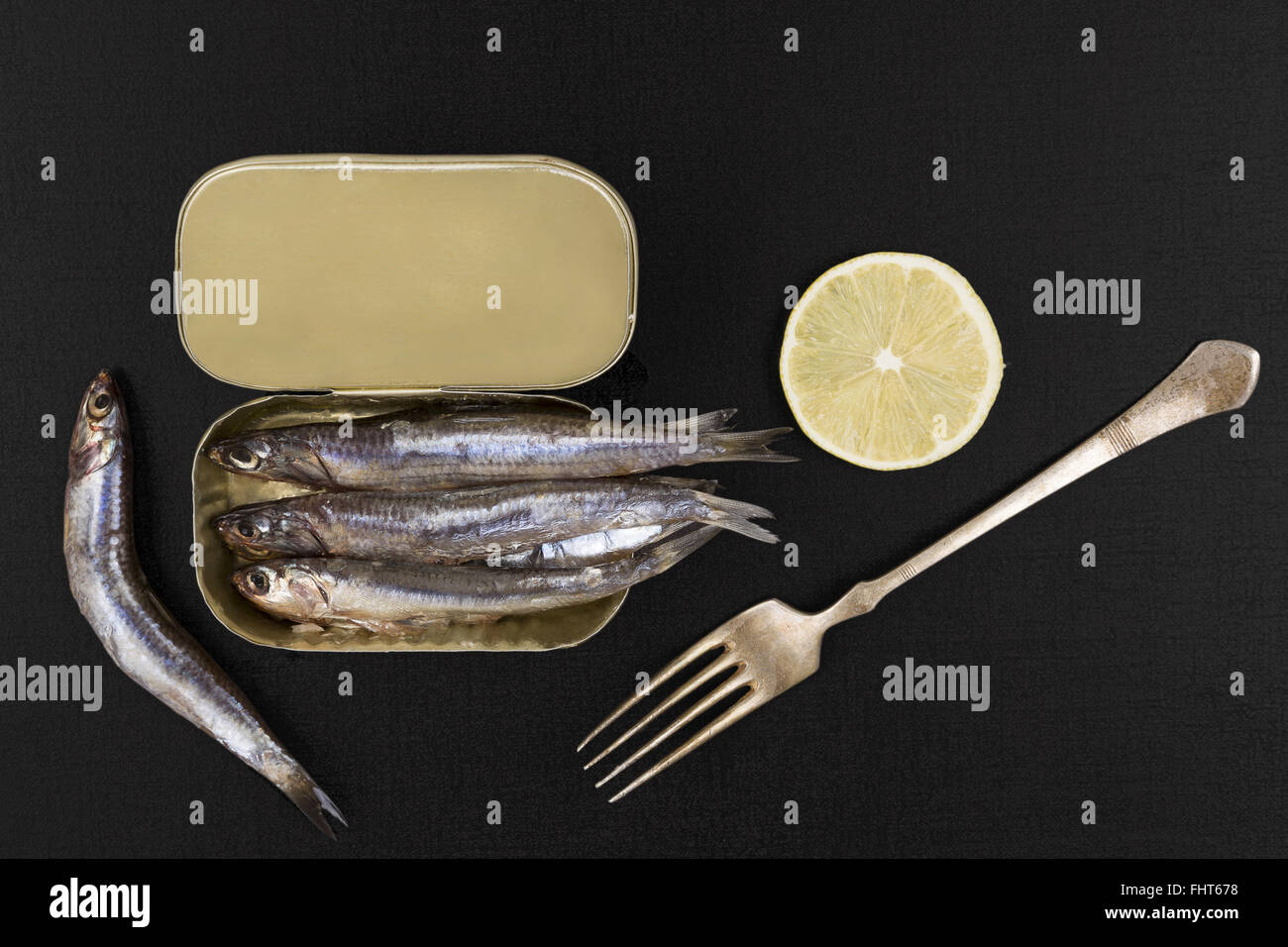 Fresh anchovy fish in can Stock Photo Alamy