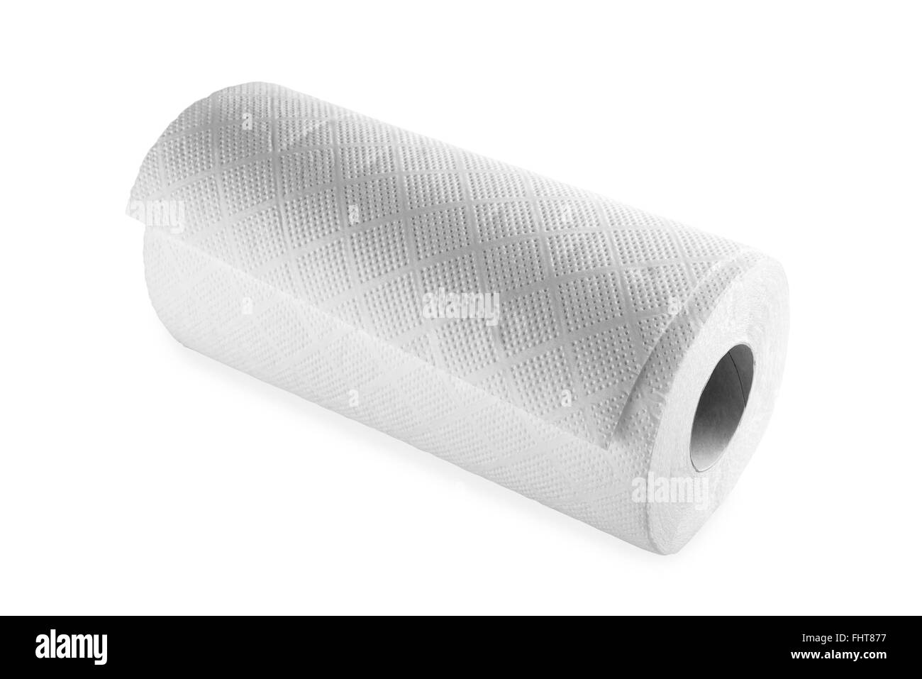 Cleaning paper towel roll isolated on white background Stock Photo