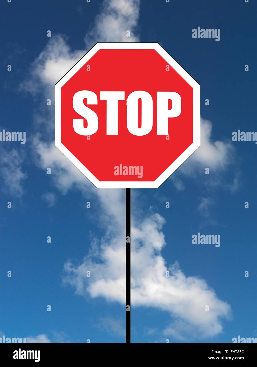 A close up shot of a red stop sign Stock Photo