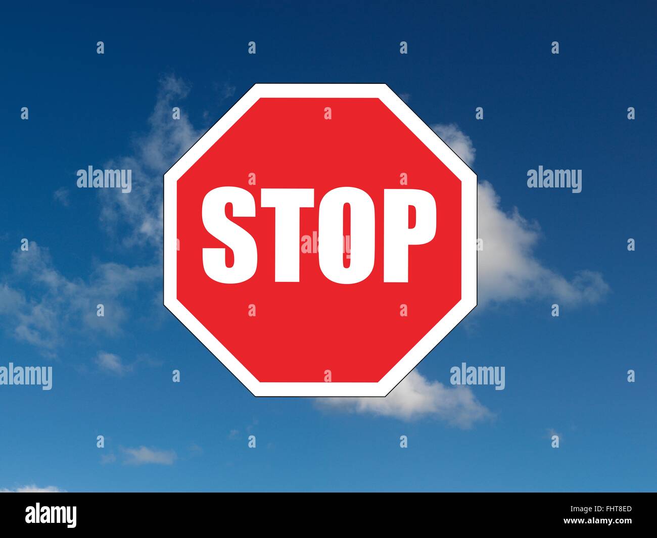 A close up shot of a red stop sign Stock Photo