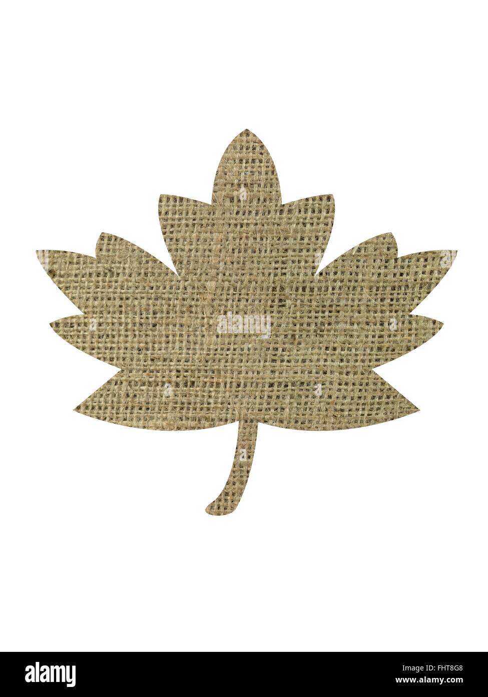 A maple leaf cutout from hessian cloth Stock Photo