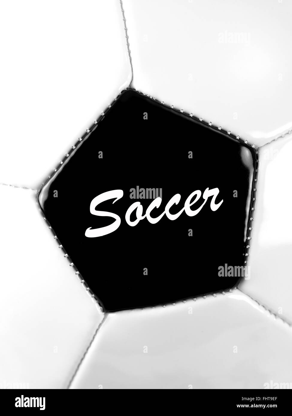 An up close image of a soccer ball Stock Photo