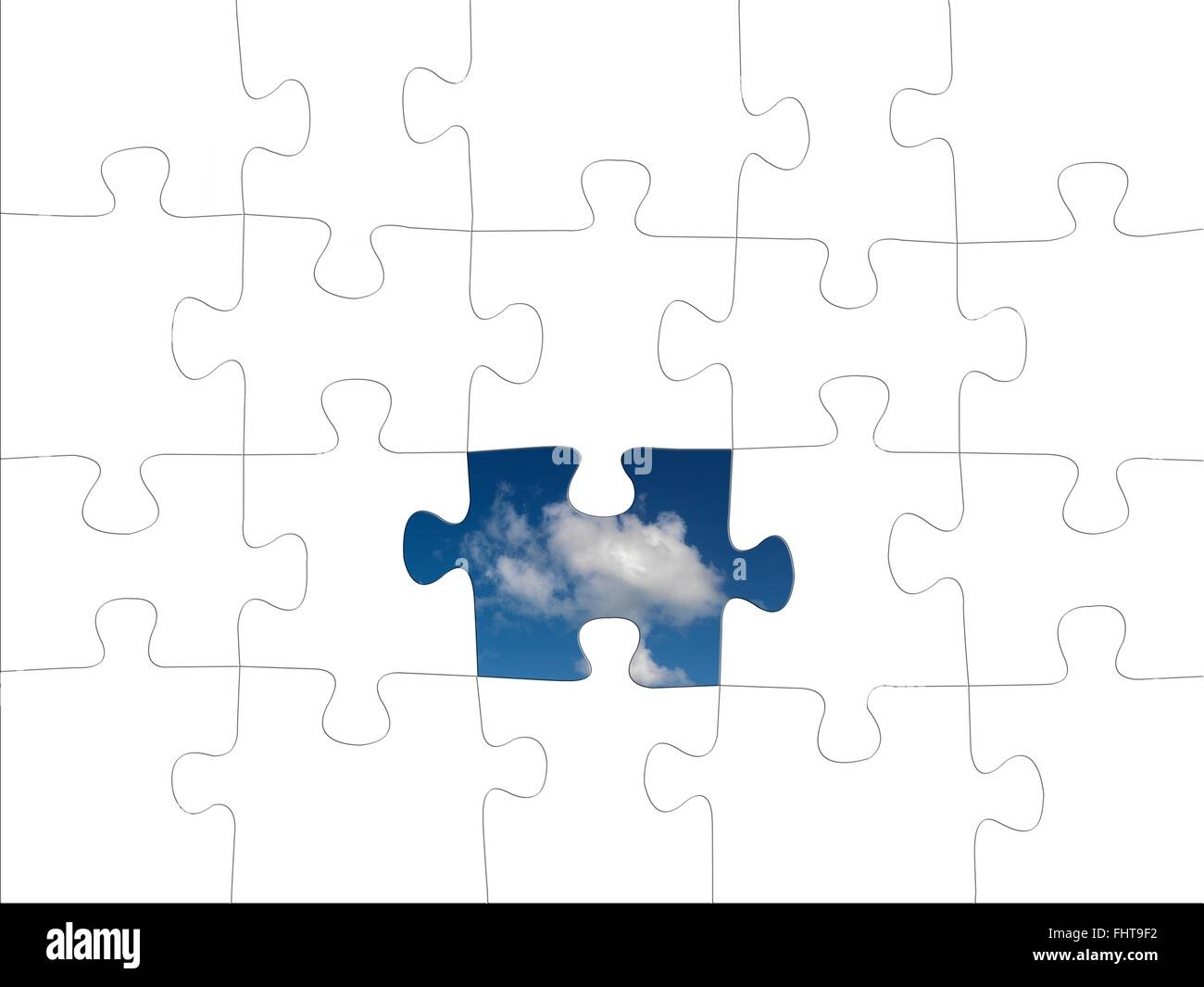 A jigsaw puzzle with blue sky hidden Stock Photo