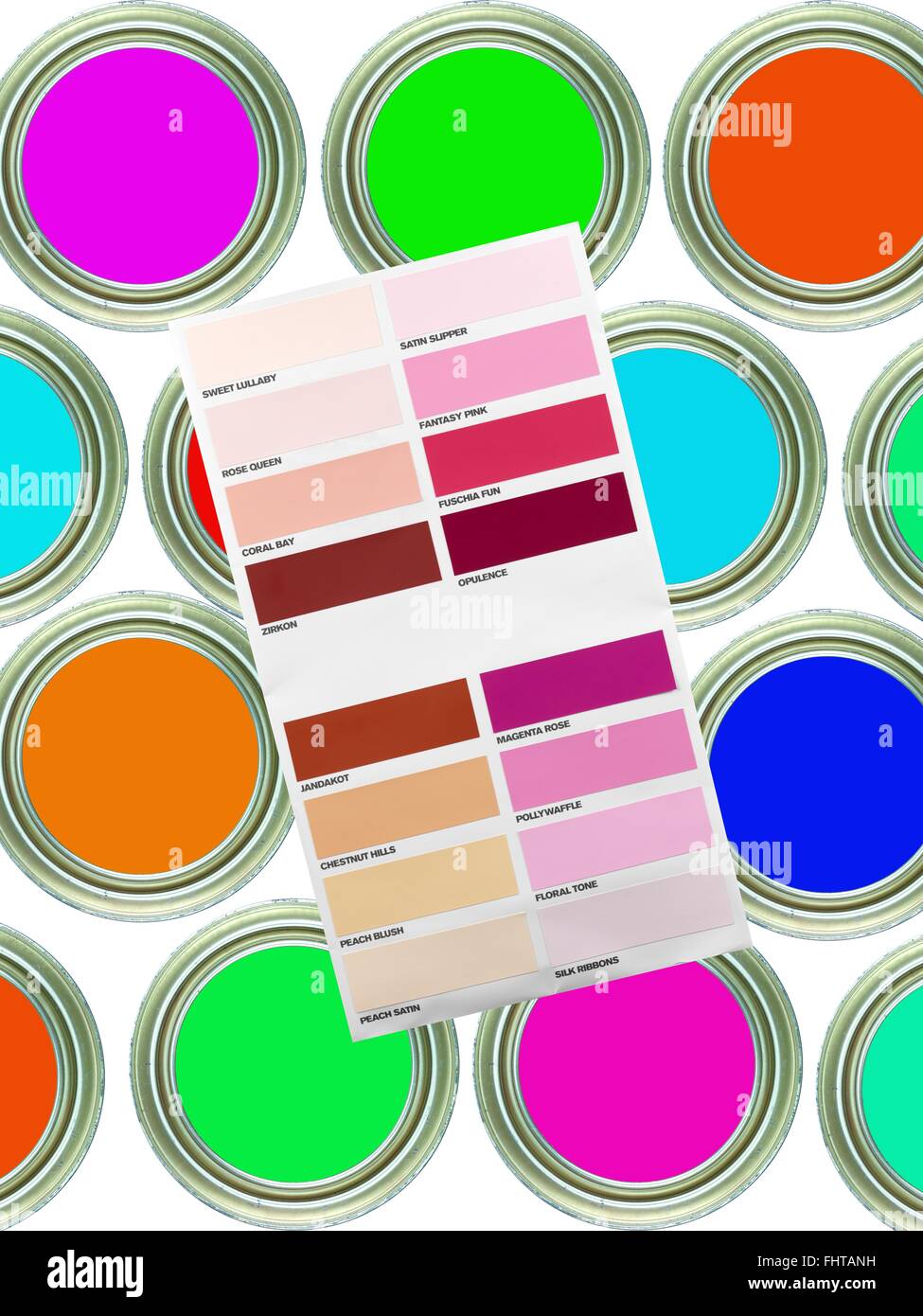 A color paint chart showing modern colors Stock Photo