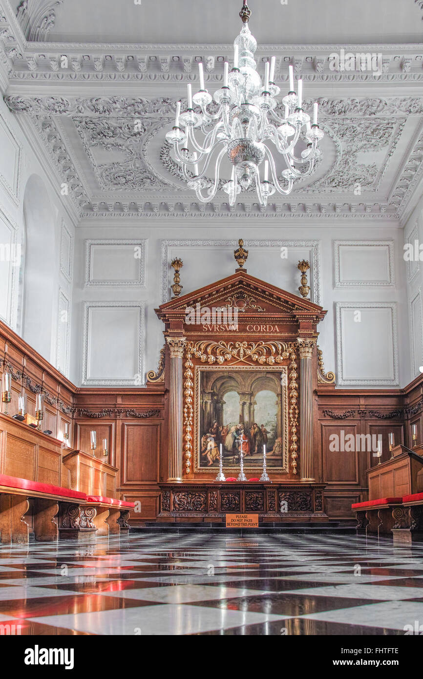 Chapel (work of Christopher Wren) at Emmanuel college, university of Cambridge, England, founded by Mildmay in the 16th century. Stock Photo