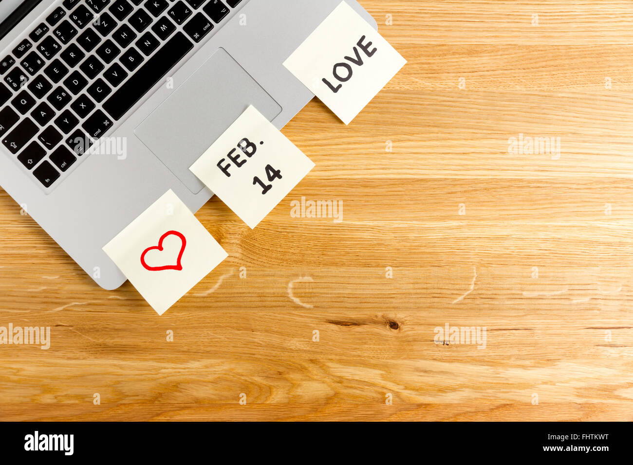 Valentine's Day concept office remember by post-it Stock Photo