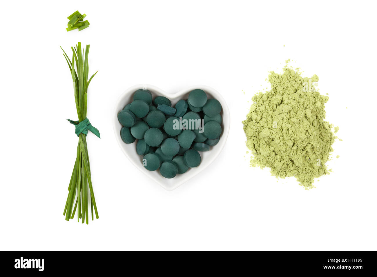 Chlorella, spirulina and wheatgrass Stock Photo Alamy