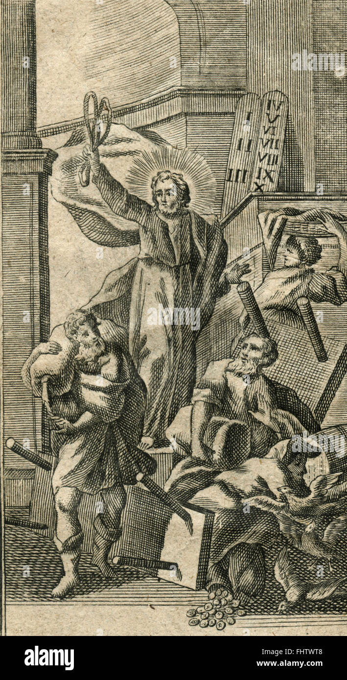 Expelling the merchants from the temple, vintage Print Stock Photo
