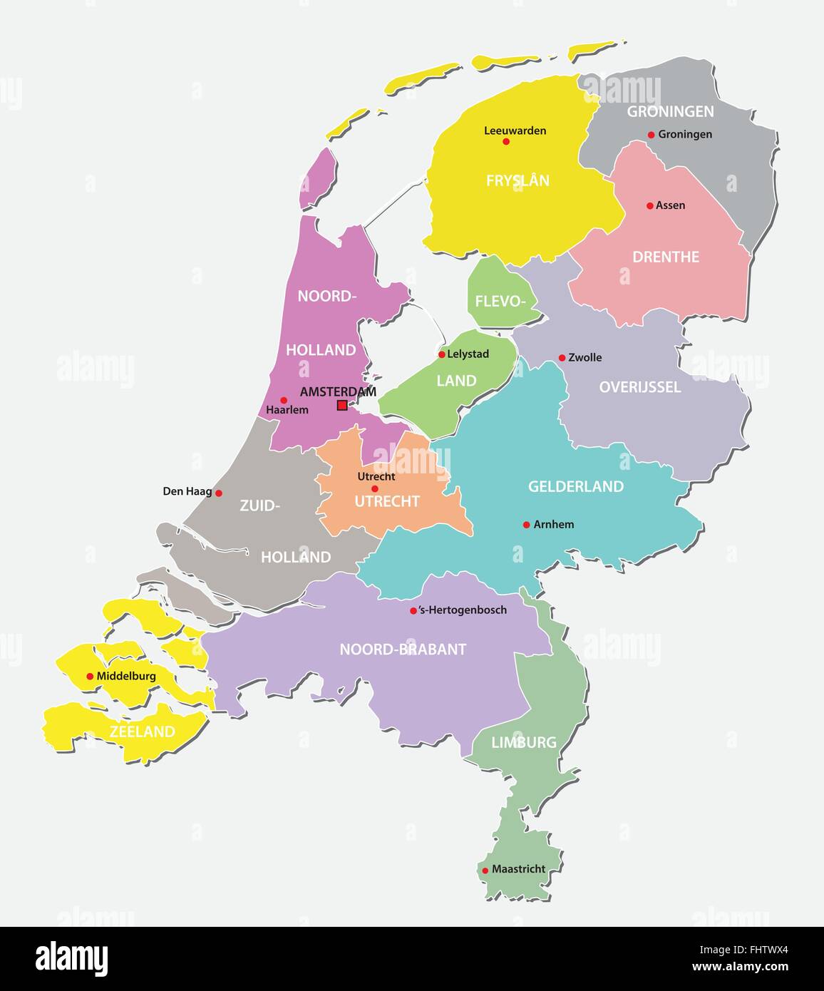 netherlands administrative map Stock Vector