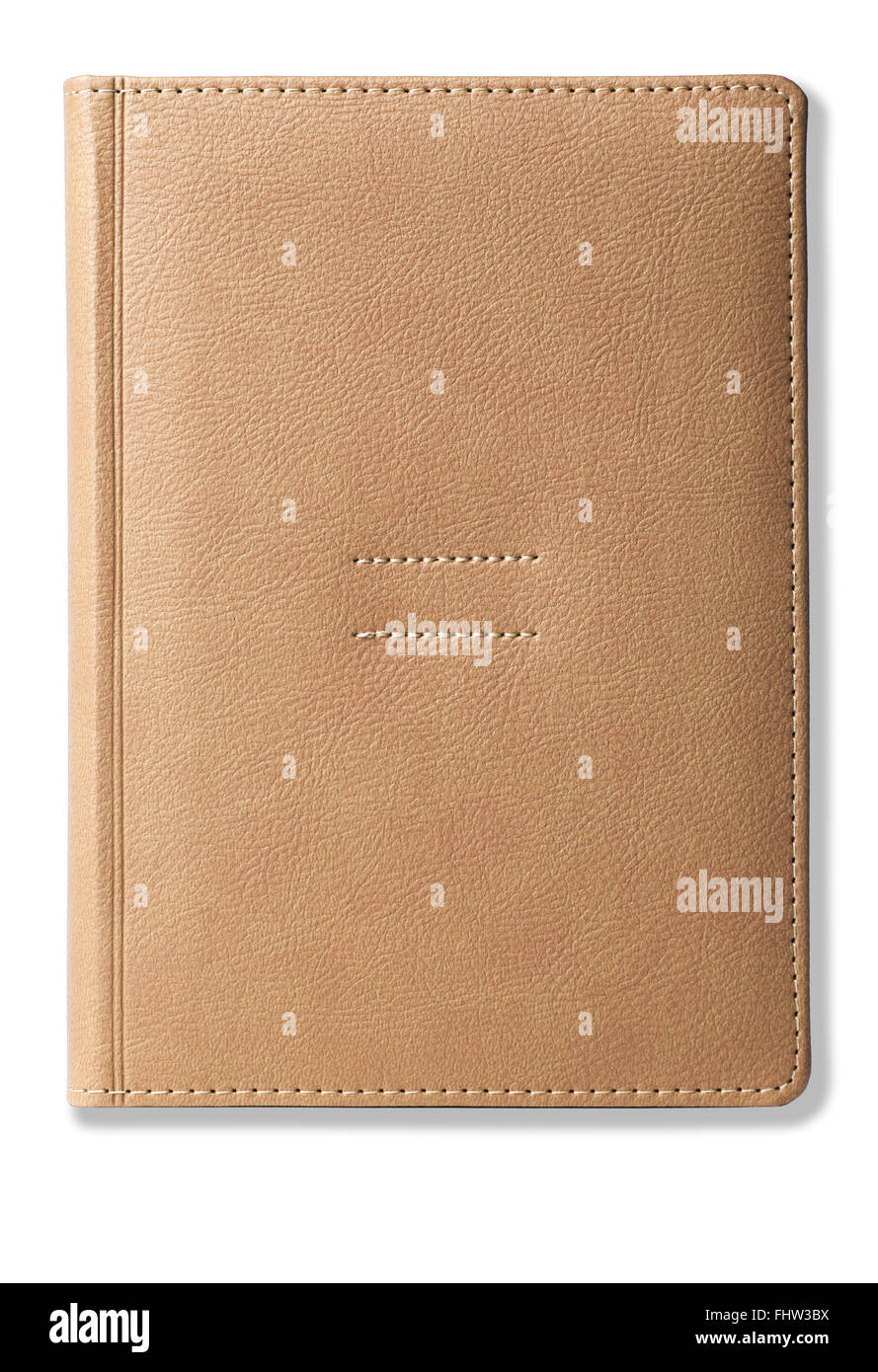 Beige leather office diary isolated on white background Stock Photo