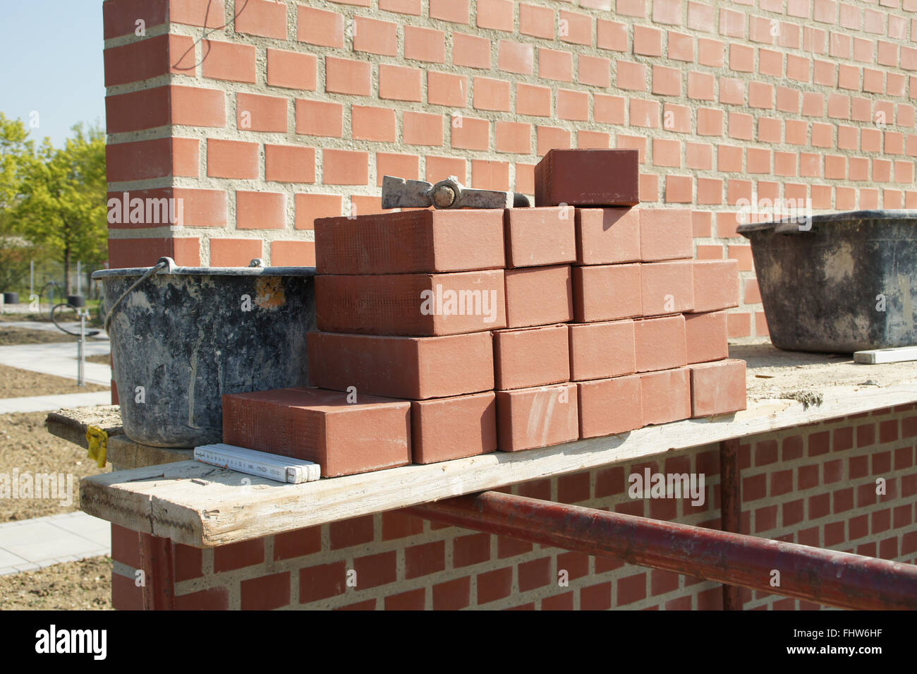 Building a greenhouse, Brickwall Stock Photo Alamy