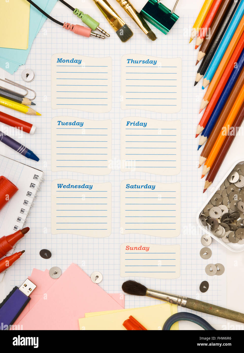 schedule for the week Stock Photo - Alamy