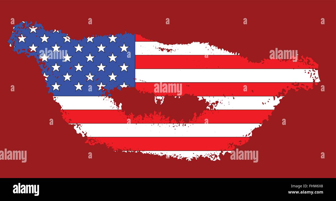 The 'Stars and Stripes' flag set with a grunge kiss lips Stock Vector