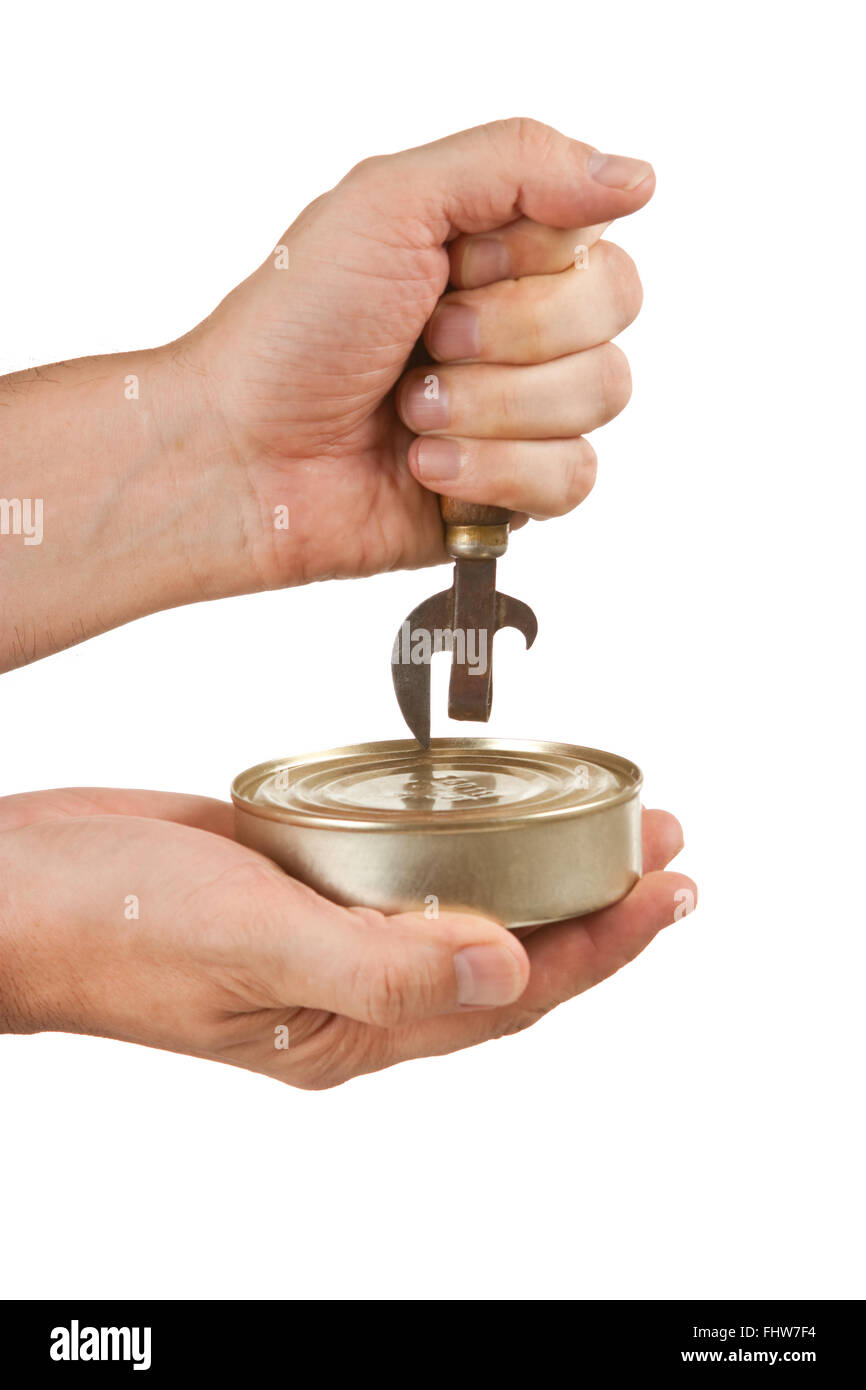Hand Holding Universal Kitchen Can Opener. Close Up Stock Image - Image of  holding, finger: 147507431