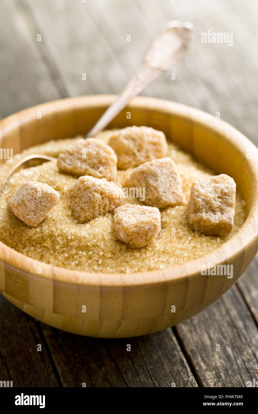 unrefined cane sugar in a bowl Stock Photo