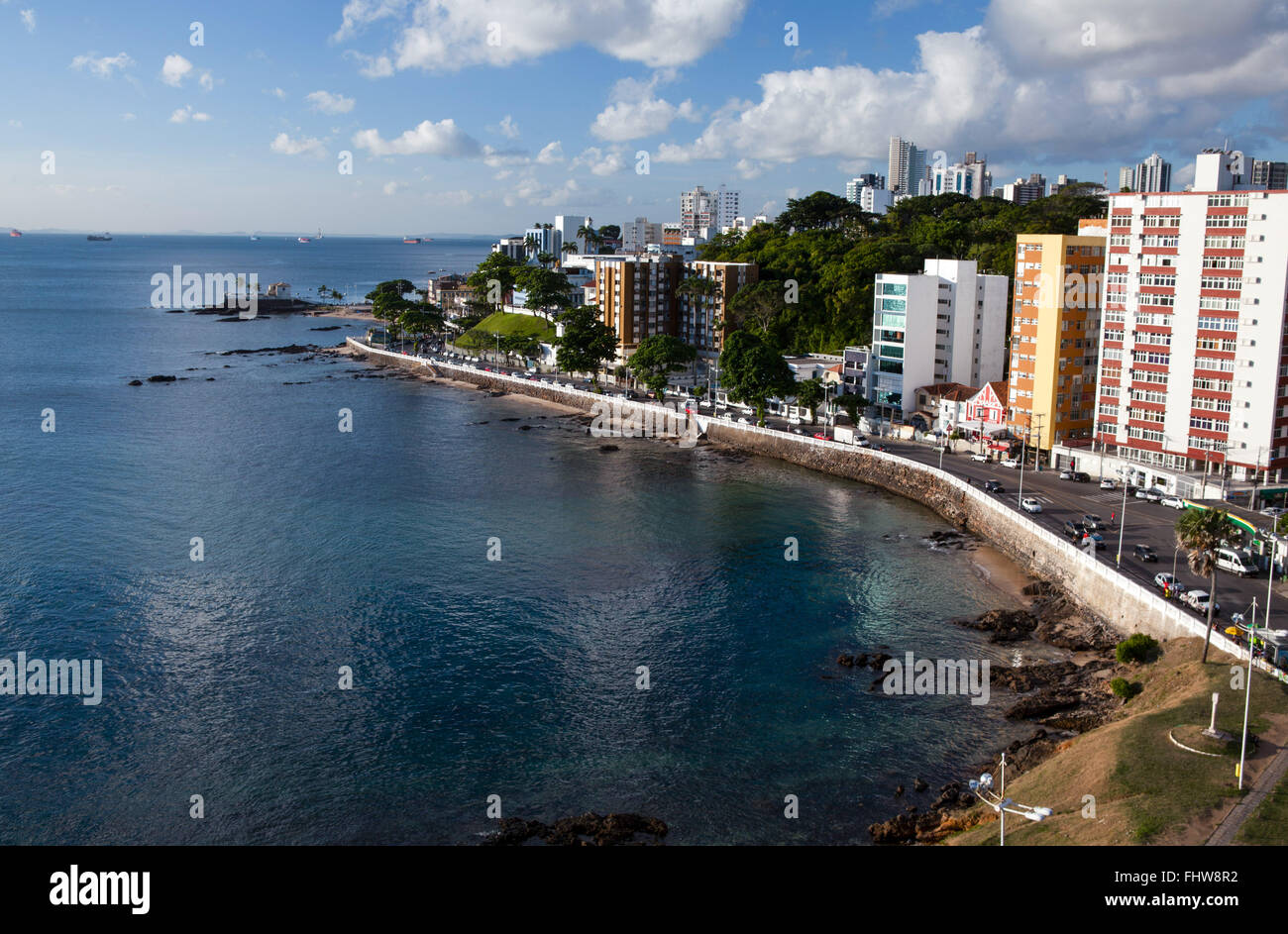 Beach and Lighthouse Bar - Forte de Santo Antonio da Barra Incidental Stock Photo